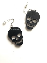 Image 1 of Sinister Skull Earrings Acrylic Jewellery Handmade Halloween Horror Spooky