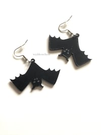 Image 1 of Upside Down Bat Earrings Acrylic Jewellery Handmade Halloween Horror Spooky