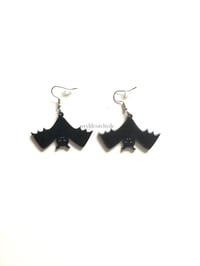 Image 2 of Upside Down Bat Earrings Acrylic Jewellery Handmade Halloween Horror Spooky