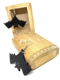 Image 3 of Upside Down Bat Earrings Acrylic Jewellery Handmade Halloween Horror Spooky
