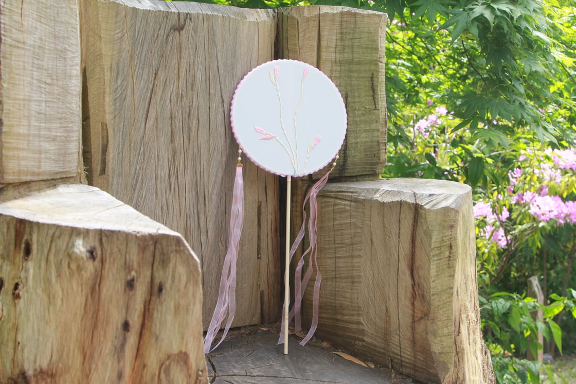 Image of Museum Co-branded Chinese Traditional Handmade Silk Woven Fan - Salix Argyracea