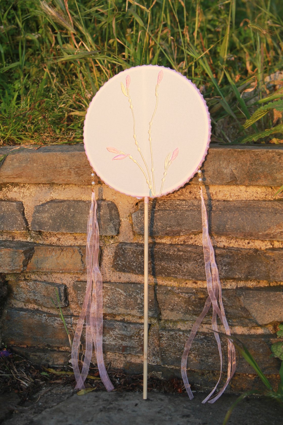 Image of Museum Co-branded Chinese Traditional Handmade Silk Woven Fan - Salix Argyracea