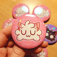 Image 2 of OwO UwU Cats 1.75 Inch Holographic Pin Buttons