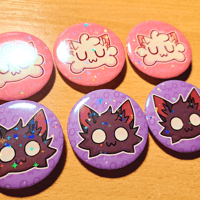 Image 4 of OwO UwU Cats 1.75 Inch Holographic Pin Buttons