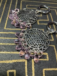 Image 2 of Silver plated Sri-Yantra and Crystal Glass ear weights
