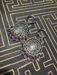 Image 1 of Silver plated Sri-Yantra and Crystal Glass ear weights