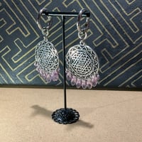 Image 3 of Silver plated Sri-Yantra and Crystal Glass ear weights