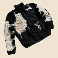 Image 2 of REWORKED NIKE CRACKY 3D PUFF SKELETON MONOCHROME SHERPA JACKET SIZE M/L 