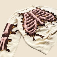 Image 4 of REWORKED CRACKY 3D PUFF SKELETON BEIGE SWEATSHIRT SIZE XL