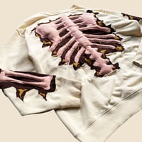 Image 5 of REWORKED CRACKY 3D PUFF SKELETON BEIGE SWEATSHIRT SIZE XL