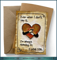 Image 2 of "Golden Heart" – Handcrafted Textile Greeting Card ┃Mixed Media Art