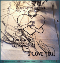 Image 4 of "Golden Heart" – Handcrafted Textile Greeting Card ┃Mixed Media Art