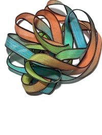 Image 4 of 1PC. TOUCAN  42" Hand Dyed Finished Edge Silk Wrist Wrap Bracelet/Jewelry/Craft Ribbons