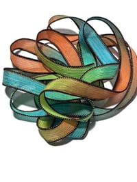 Image 5 of 1PC. TOUCAN  42" Hand Dyed Finished Edge Silk Wrist Wrap Bracelet/Jewelry/Craft Ribbons