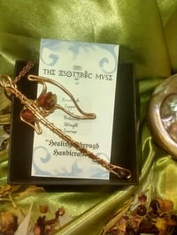 Image 1 of Handmade Handcrafted Copper viking Axe Pendant - Jasper and Garnet - Viking Jewelry Necklace 
