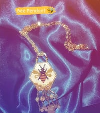 Image 1 of Bee Pendant Bumblebee Honey Bee jewelry - Brick stitch bee pendant made to order