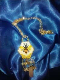 Image 2 of Bee Pendant Bumblebee Honey Bee jewelry - Brick stitch bee pendant made to order
