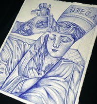 Image 1 of "Pietà" / blue bic pen