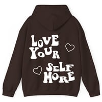 Image 1 of Love Yourself More Hoodie (Brown/White)