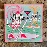 Image 3 of 'Pussycats paddleboarding' Original Painting 