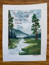 "Creatures" watercolor lyric art, mountain scene