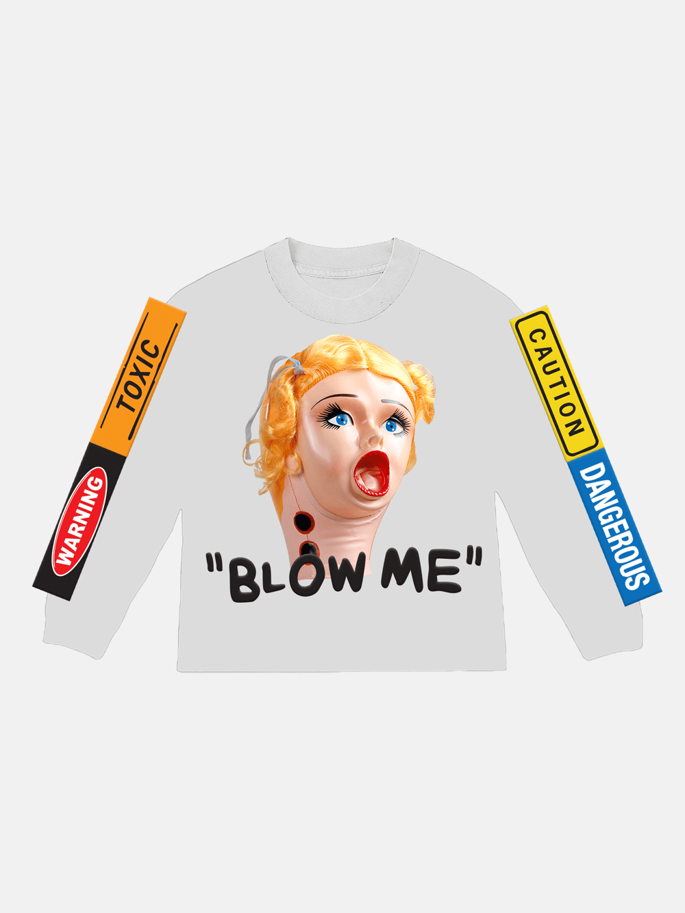 Image of GIRLS ARE DRUGS® "BLOW ME®" L/S TEE - WHITE