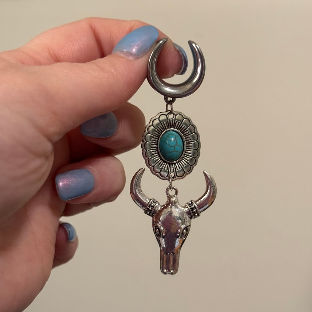 Image of Turquoise Cow Dangles (sizes 2g-1 1/2)