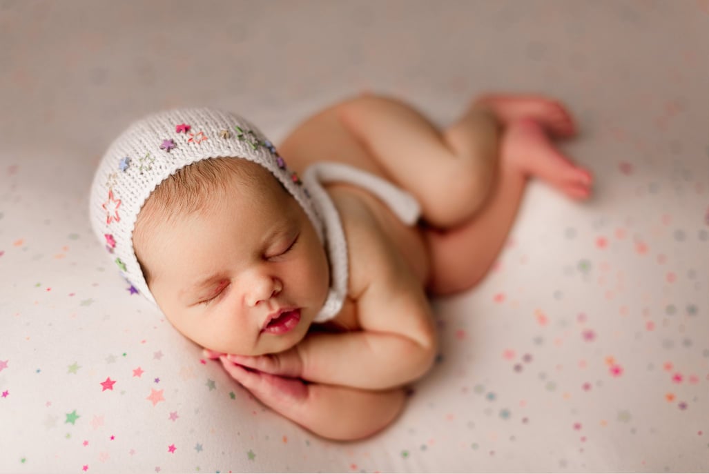 Image of RAINBOW BRITE BONNET W/ BACKDROP