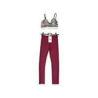 Leopard print crop top and burgundy leggings