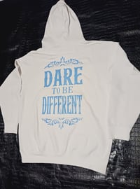 Image 2 of WHITE/BLUE "DIFFERENT" CROSS HOODIE