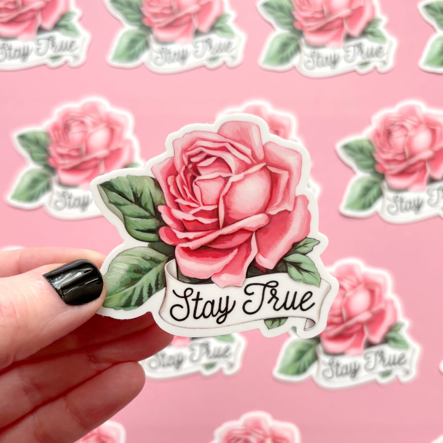 Image of Stay True rose sticker 