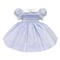 Image of Striped Floral Smocked Dress - Blue