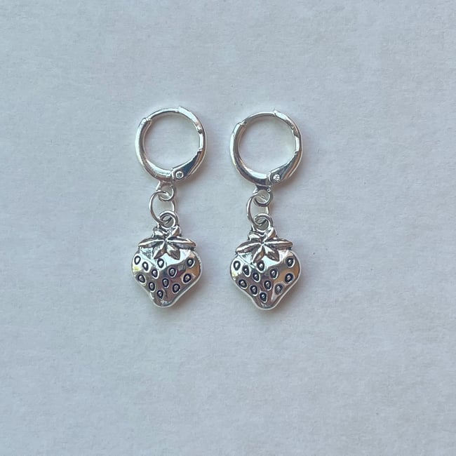 silver charms huggie hoop earrings