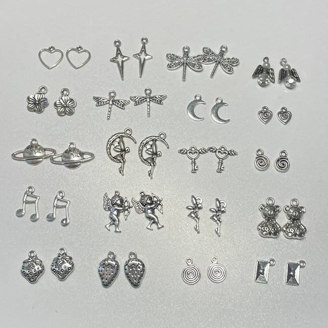 silver charms huggie hoop earrings