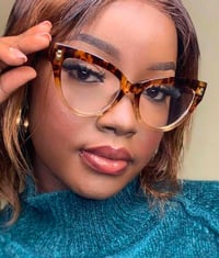 Image 1 of Brown Tortoise Cat Eye Clear Frames