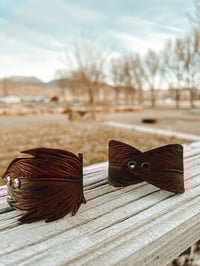 Image 1 of His & Her Feathered Leather Bracelets 
