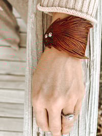 Image 3 of His & Her Feathered Leather Bracelets 