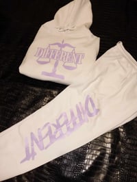 Image 1 of WHITE/PURPLE "DIFFERENT" JOGGERSET