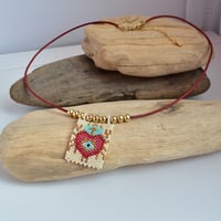 Image 1 of Sacred Heart Beaded Necklace