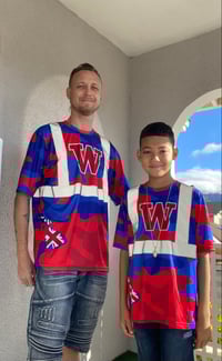 Image 1 of W Red/Blue Camo shirt 
