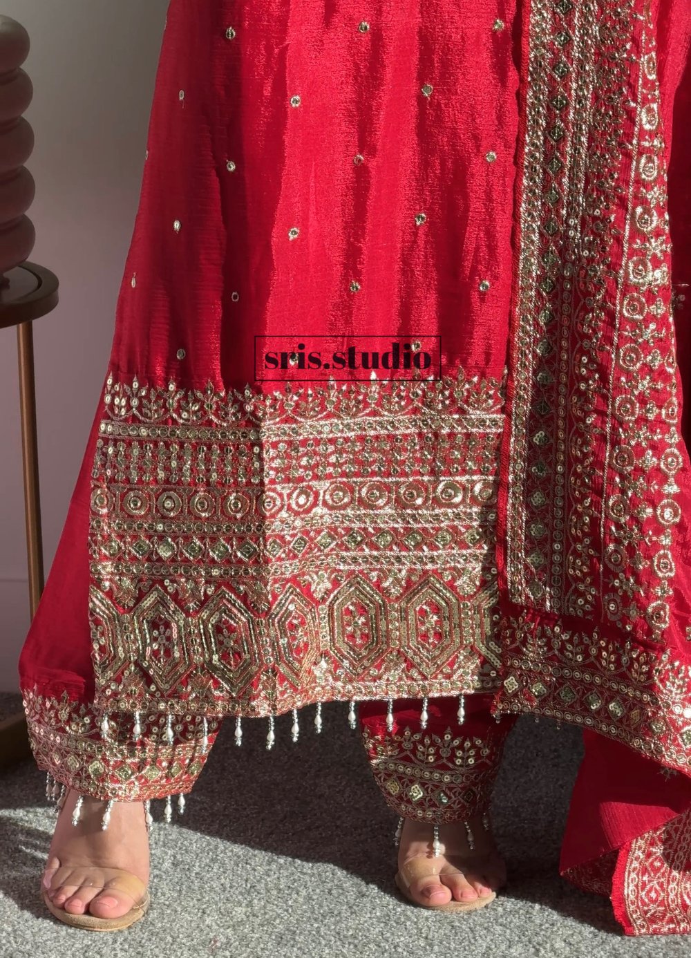 Image of Cherry three piece kurtha set