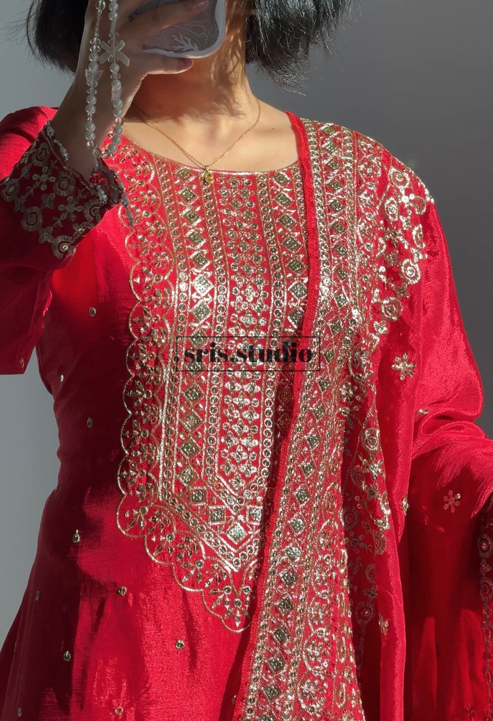 Image of Cherry three piece kurtha set