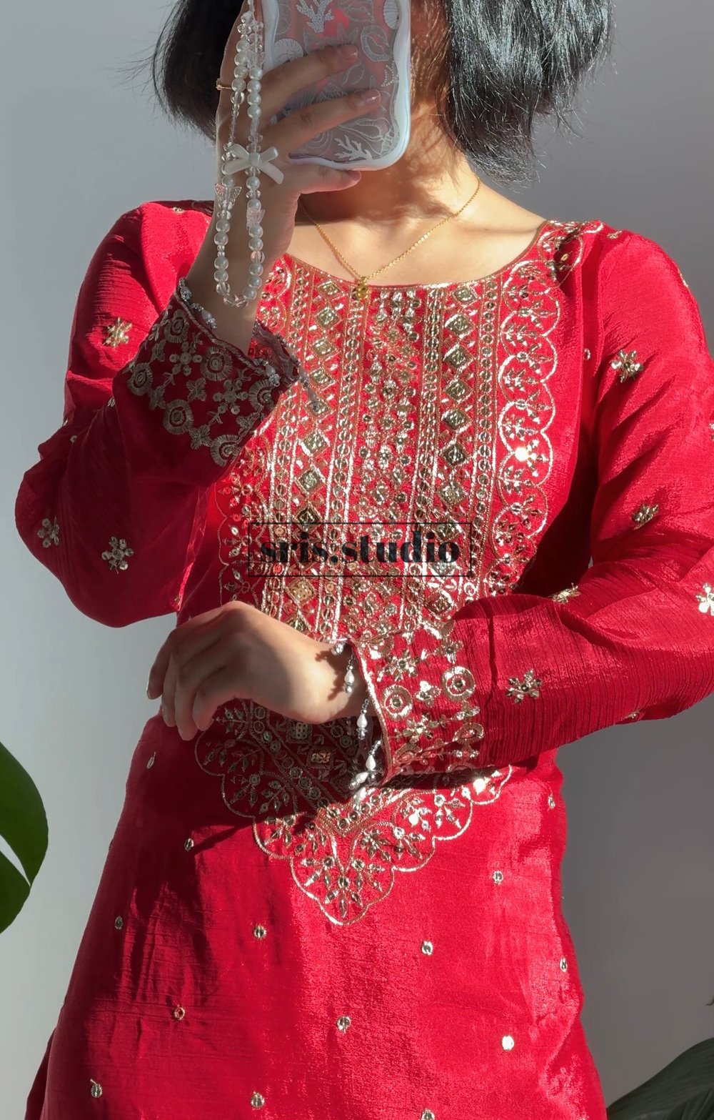 Image of Cherry three piece kurtha set