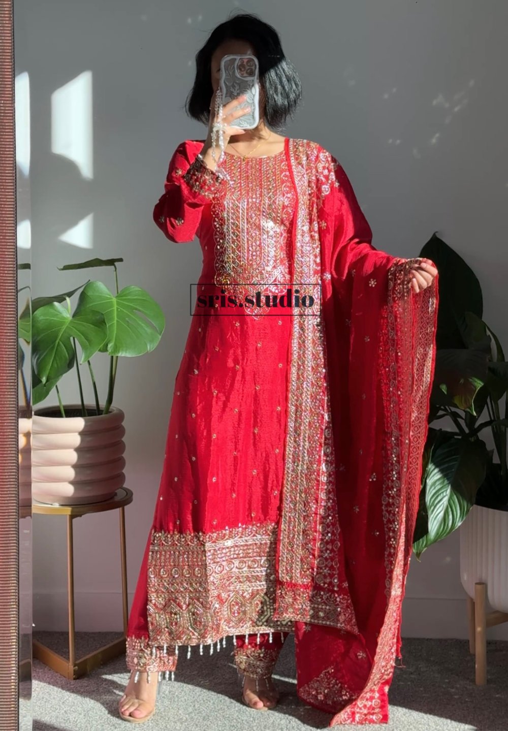 Image of Cherry three piece kurtha set
