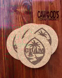 Image 3 of Guam Seal or CNMI Cork Coasters (4pc) Set