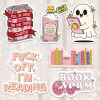 Image 1 of Bookish Stickers, Holographic Book Stickers for Kindle Laptops Water Bottles Tablets Book Merchs
