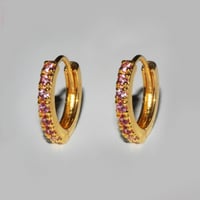 Image 1 of Pink Sapphire Huggie Earring