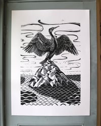 Image 1 of Cormorant - Large Linocut print
