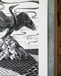 Image 3 of Cormorant - Large Linocut print
