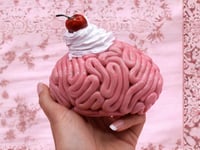 Image 1 of Realistic Brain Ice Cream Ball with Cherry Whipped Cream